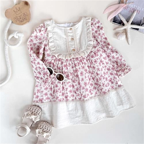 سارافون گل گلی بچگانه 2 سال تا 5 سال کد 9887