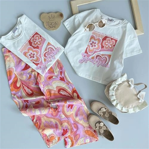 دوتیکه کراپ شلوار گلدار 7 سال تا 8 سال کد 191287