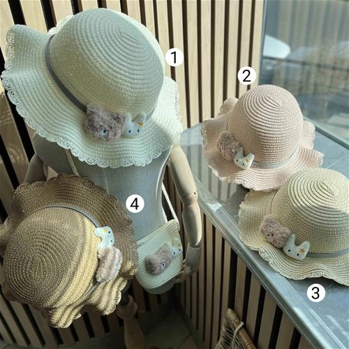 کیف و کلاه حصیری طرح خرس و خرگوش 18 ماه تا 10 سال کد 204171