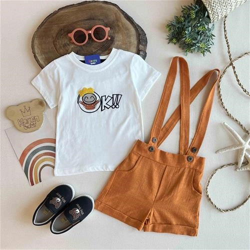 دوتیکه شلوارک ساسبندار 2 سال تا 5 سال کد 161244