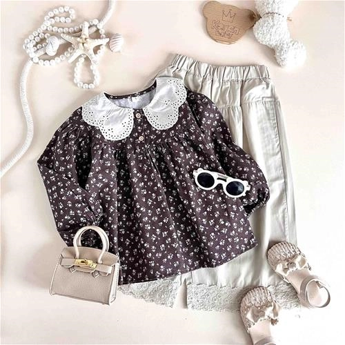 تونیک گل گلی یقه‌بی‌بی بچگانه 3 تا 7 سال کد 10356