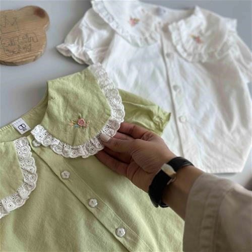 شومیز آستین کوتاه یقه گل 1 سال تا 5 سال کد 205371