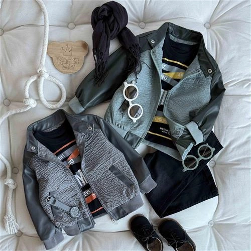 سه تیکه سویشرت چرمی 2 سال تا 5 سال کد9365 (211526)