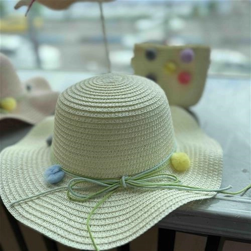 ست کیف و کلاه حصیری پوم پومی 2 سال تا 10 سال کد 214206 ( 214207 )