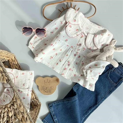 شومیز یقه بی بی گل گلی 1/5 سال تا 5 سال کد 205306