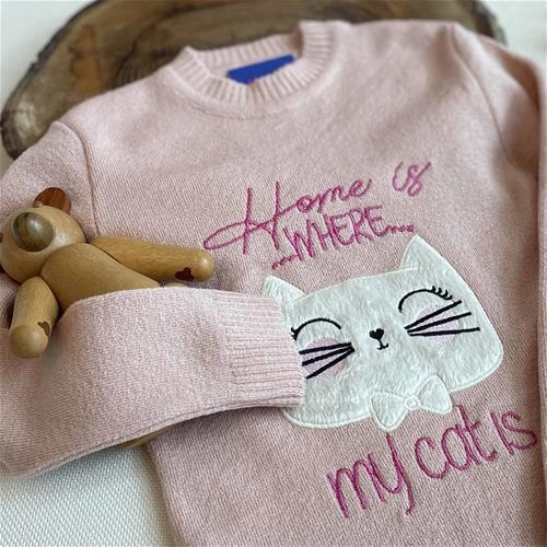 تونیک بافت کشمیر طرح گربه ۲ سال تا ۶ سال کد 151310