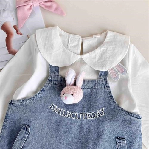 دوتیکه سارافون پیشبندی طرح خرگوش 2 سال تا 6 سال کد 10202