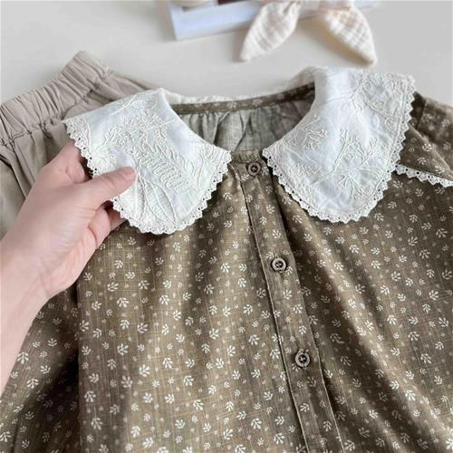 شومیز یقه بی‌بی بچگانه طرح گل‌گلی 4 تا 8 سال کد 10355