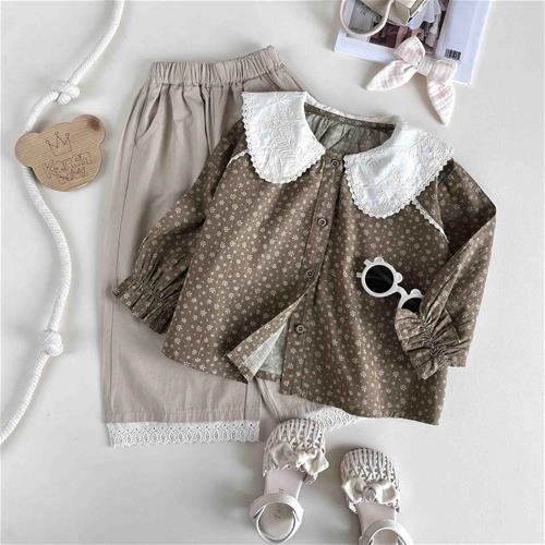 شومیز یقه بی‌بی بچگانه طرح گل‌گلی 4 تا 8 سال کد 10355