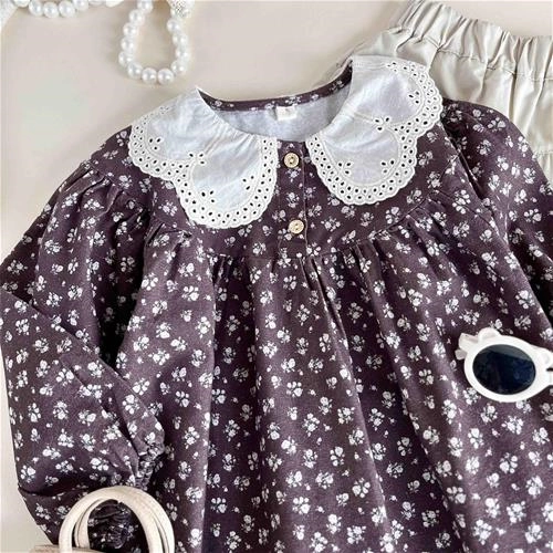 تونیک گل گلی یقه‌بی‌بی بچگانه 3 تا 7 سال کد 10356