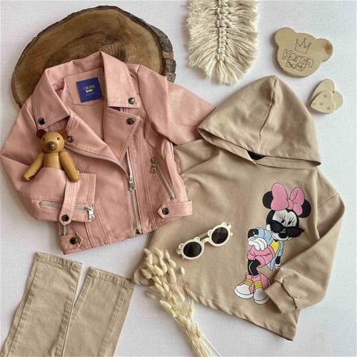 سویشرت چرم طرح آستین زیپدار 4 سال تا 9سال کد 152202