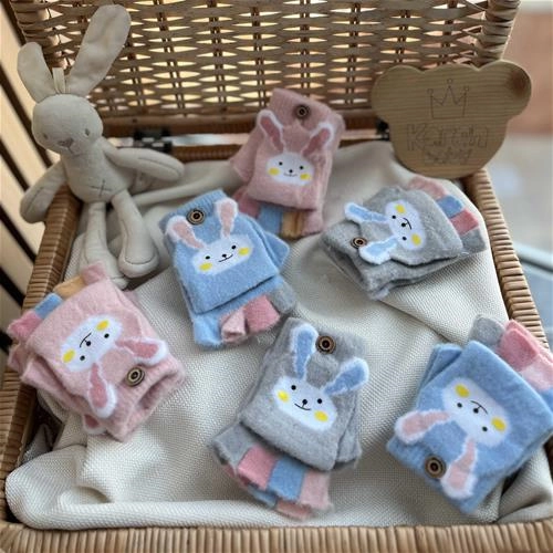 دستکش بافت انگشتی طرح خرگوش 1 سال تا 8 سال کد 214111