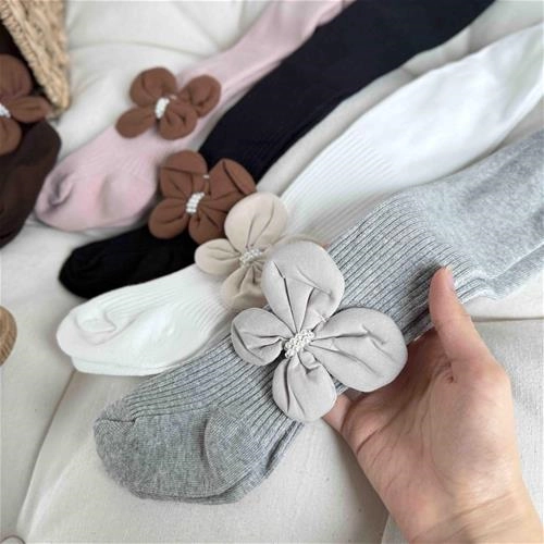 جوراب شلواری نخی کبریتی طرح گل مرواریدی 1 سال تا 12 سال 214185