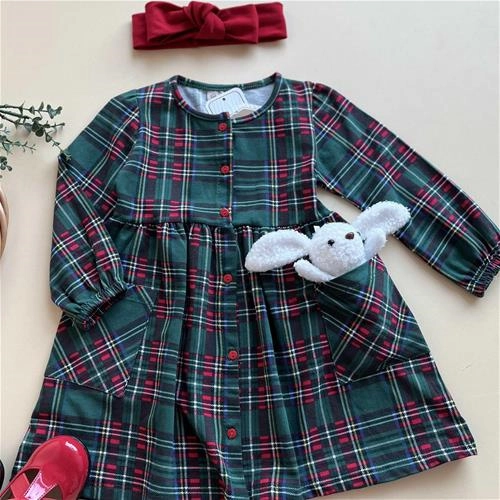 سارافون طرح چهارخانه 2 سال تا 6 سال کد 171371