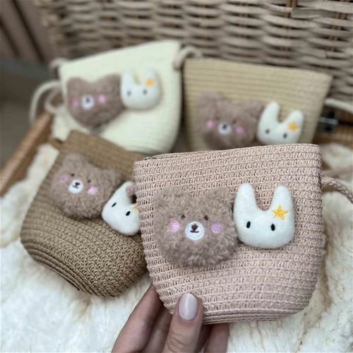 کیف و کلاه حصیری طرح خرس و خرگوش 18 ماه تا 10 سال کد 204171