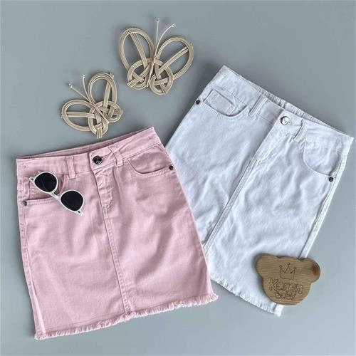 دامن کتان ریش ریش 6 سال تا 10 سال کد 205360