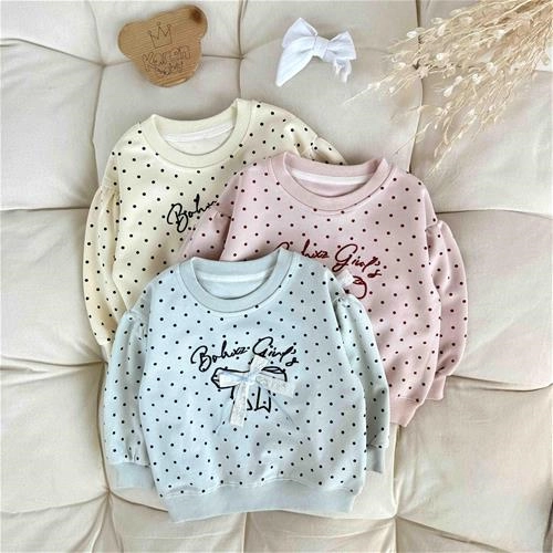 بلوز بچگانه خالدار پاپیونی 1 سال تا 6 سال کد 9708