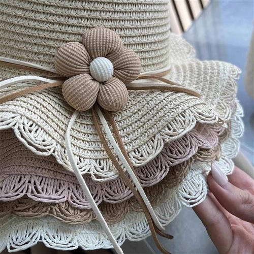 کیف و کلاه حصیری طرح گل 18 ماه تا 10 سال کد 204171