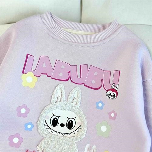 دوتیکه بلوز و شلوار طرح لبوبو تو کرکی 3 تا 6 سال کد 9885