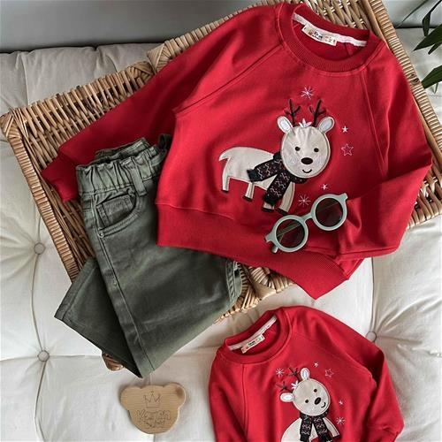 بلوز گوزن شاخدار یلدایی کارن بی بی 3 سال تا 8 سال کد 9067 (213102)