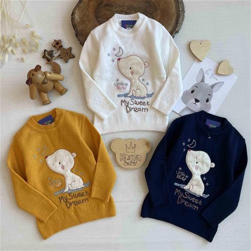 بلوز بافت کشمیر طرح خرس ۱ سال تا ۶ سال کد 151309