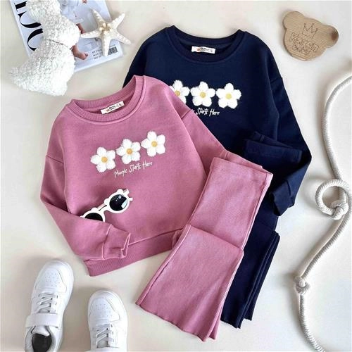 دوتیکه بلوز شلوار دورس سه‌نخ 3 سال تا 8 سال کد 10117