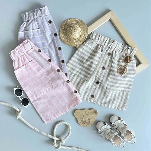 دامن لینن طرح راه راه 5 سال تا 13 سال کد 161409