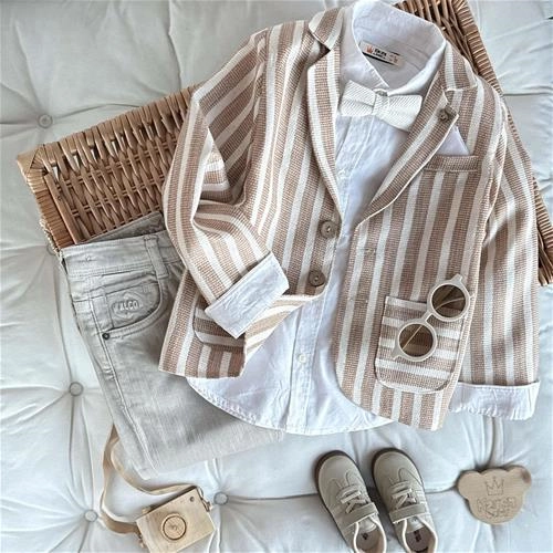 کت راه راه کنفی کارن بی بی 6 سال تا 12 سال کد 9442 (213126)