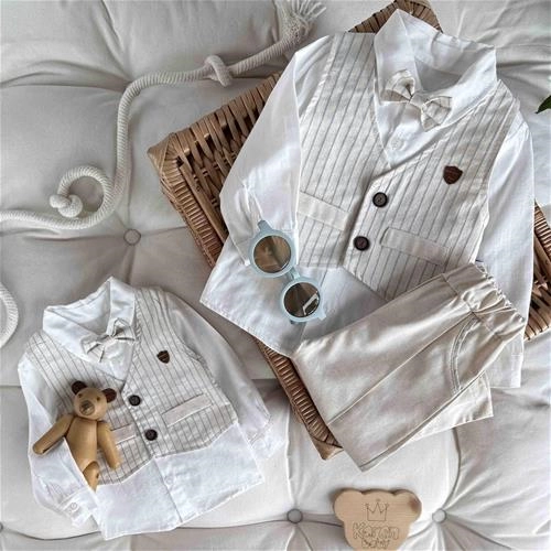 چهارتیکه جلیقه راه راه 6 ماه تا 36 ماه کد 211426