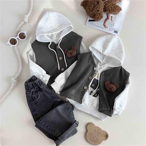 دوتیکه هودی دورس جلیقه دار تدی 2 تا 6 سال کد 10297