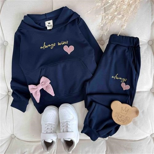 دوتیکه هودی شلوار بچگانه طرح قلب 7 سال تا 14 سال کد 9693