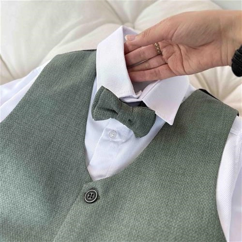 پنج تیکه کت شلوار جلیقه پاپییون سبز 5 سال تا 12 سال کد 211601-211591