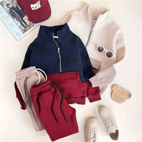 دوتیکه نیم زیپ داخل کرک دار بچگانه 5 سال تا 15 سال کد 10116