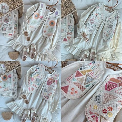 سارافون دوتیکه لینن سوزن دوزی کارن بی‌بی  5 سال تا 12 سال کد 213117