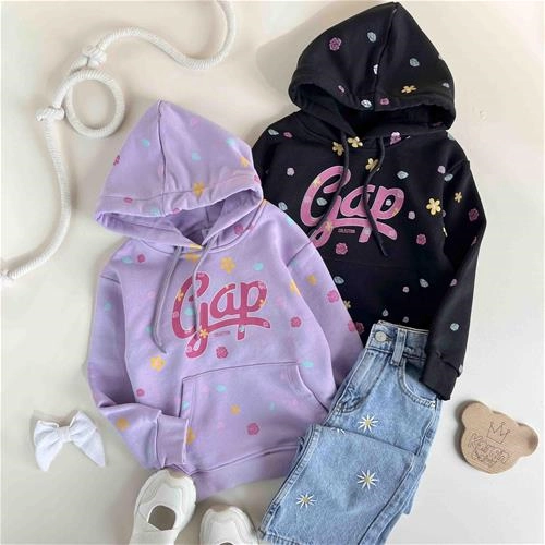 هودی بچگانه گل گلی 5 تا 14 سال کد 9956