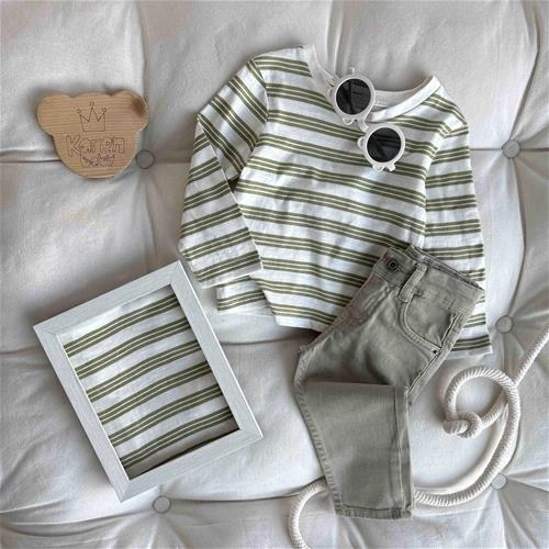 بلوز راه راه سبز nb تا 3 سال کد 222122