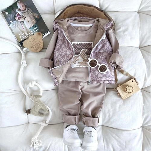 سه تیکه بلوز وشلوار پافردار 2 سال تا 5 سال کد 9919