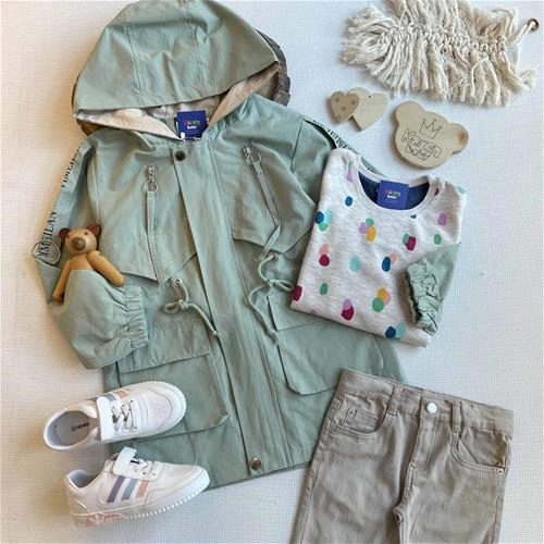 بارانی طرح آستین نوشته دار 7 سال تا 12 سال کد 152292