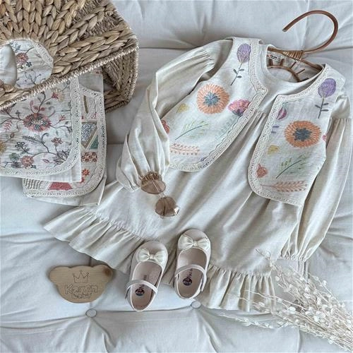 سارافون دوتیکه لینن سوزن دوزی کارن بی‌بی  5 سال تا 12 سال کد 213117