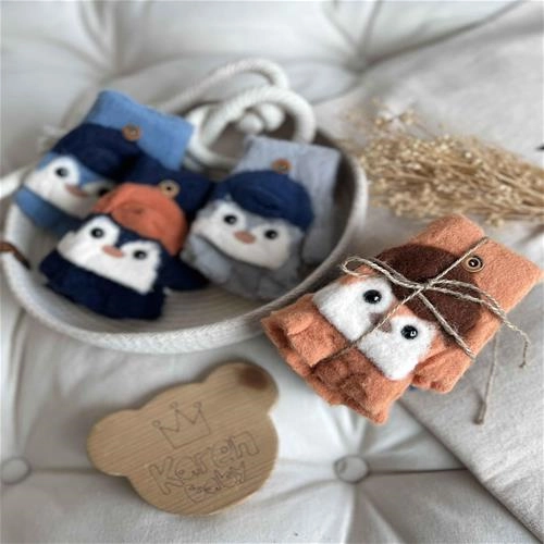 دستکش انگشتی بافت طرح  پنگوئن 3 سال تا 8 سال کد 214161