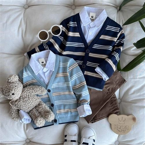 سه تیکه جلیقه بافت و پیراهن شلوار 9 ماه تا 2 سال کد 211111