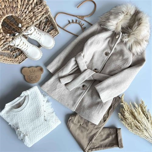 پالتو پشمی خز دار 7 سال تا 10 سال کد 201359