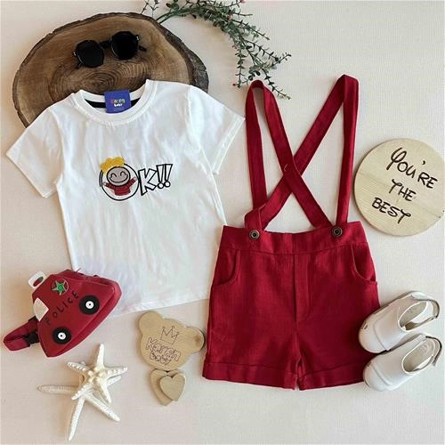 دوتیکه شلوارک ساسبندار 2 سال تا 5 سال کد 161244