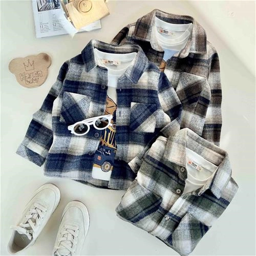 دوتیکه پیراهن پشمی چهارخانه 2 تا 9 سال کد 9947