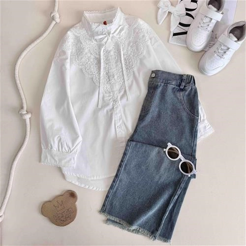 شومیز مجلسی بچگانه گیپوردار  10 سال تا بزرگسال کد 10191