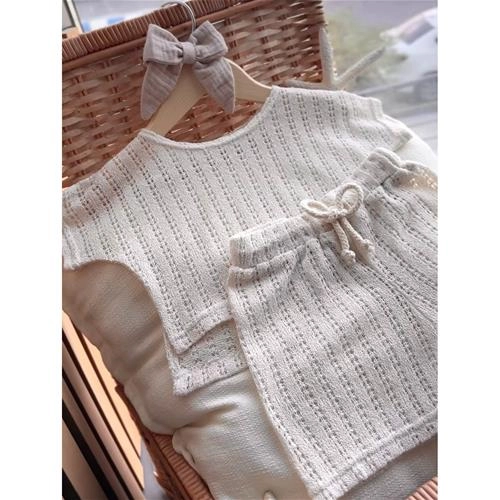 دوتیکه تاپ شلوارک قلاب بافی 9 ماه تا 30 ماه کد 9663 (223113)