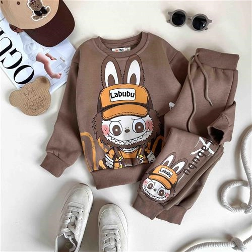 دوتیکه بلوز شلوار طرح لبوبو 3 سال تا 10 سال کد 10125