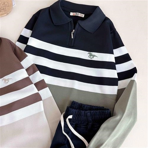 بافت تریکو ترک یقه دار  راه راه 2 تا 6 سال کد 10896(10862)