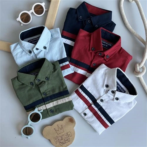 شومیز پسرانه طرح دو خط 1 سال تا 10 سال کد 151531