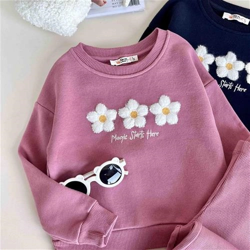 دوتیکه بلوز شلوار دورس سه‌نخ 3 سال تا 8 سال کد 10117